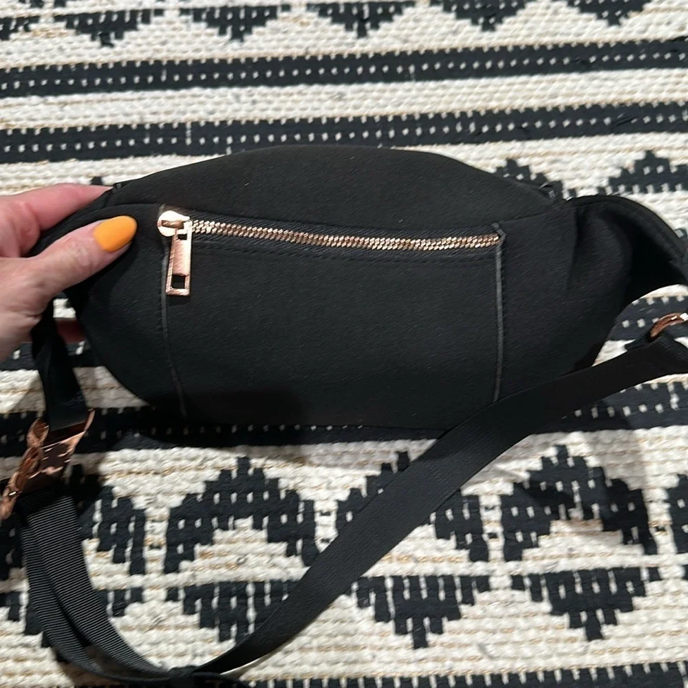 Black and rose gold fanny pack